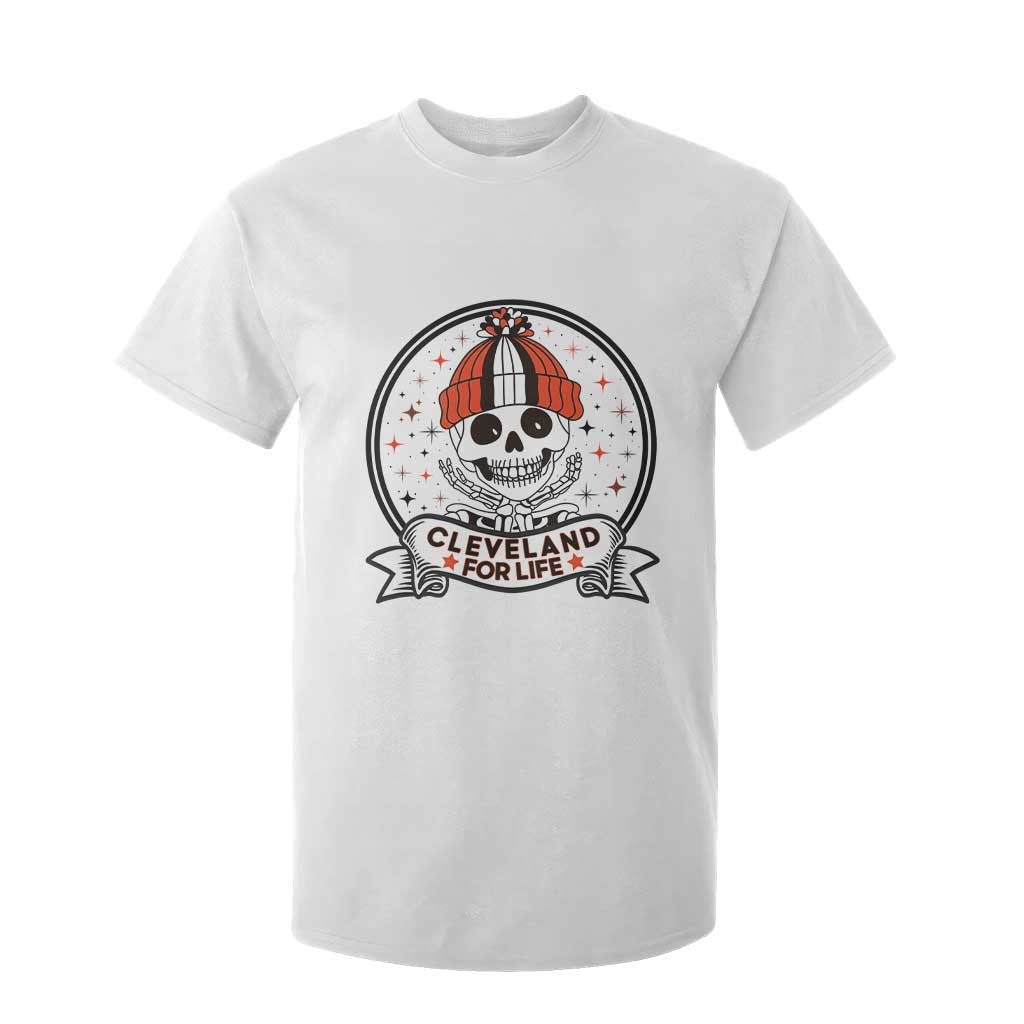 Funny Skeleton Dark Football Lover T Shirt For Kid Cleveland For Life TS12 White Print Your Wear