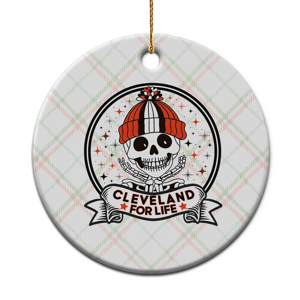 Funny Skeleton Dark Football Lover Ceramic Ornament Cleveland For Life TS12 1pc Christmas Plaid Print Your Wear