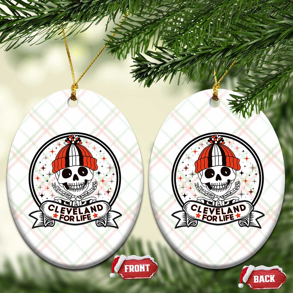 Funny Skeleton Dark Football Lover Ceramic Ornament Cleveland For Life TS12 Print Your Wear