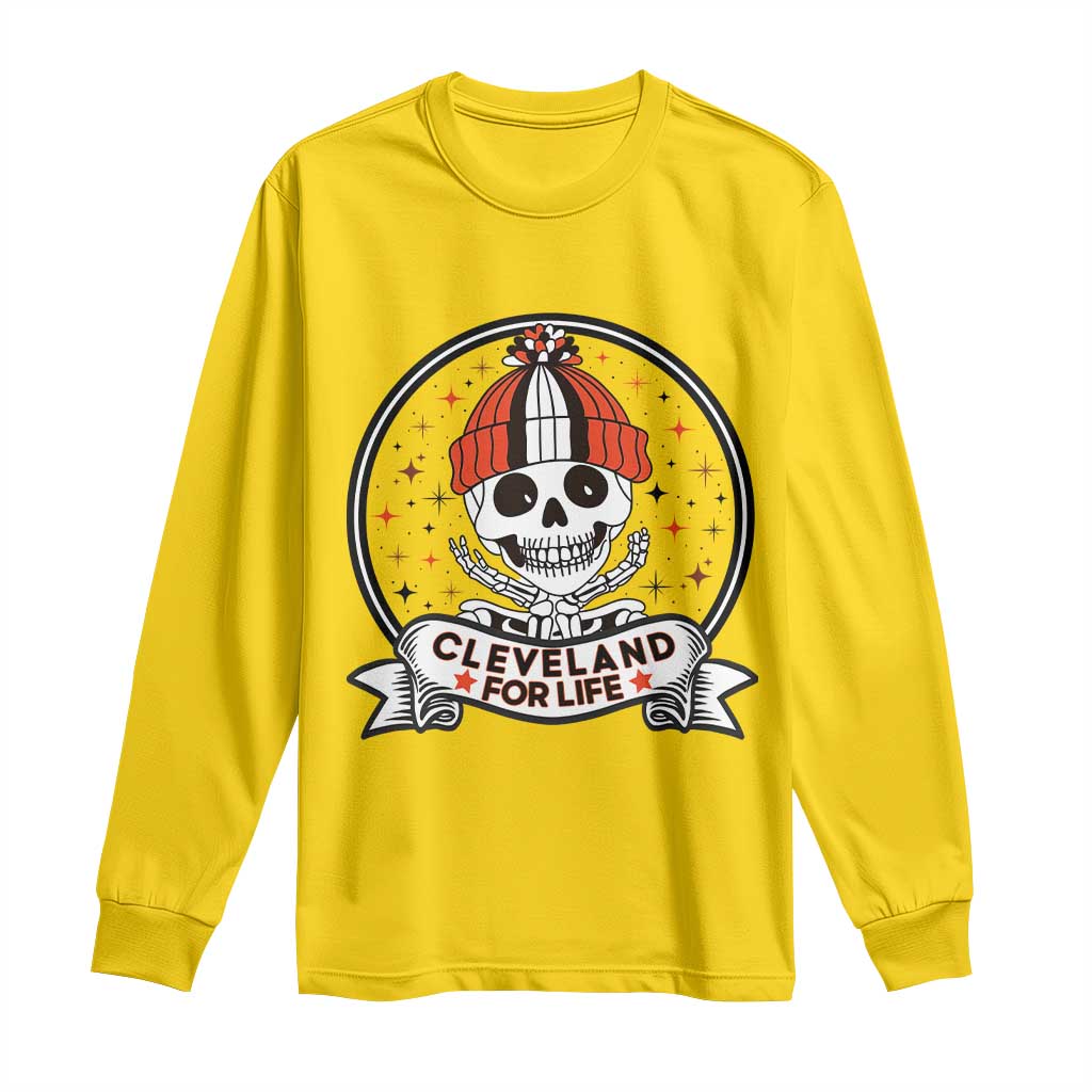 Funny Skeleton Dark Football Lover Long Sleeve Shirt Cleveland For Life TS12 Daisy Print Your Wear