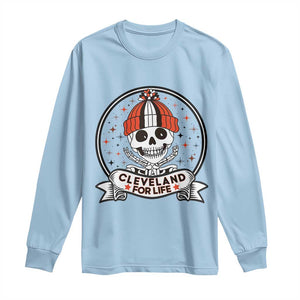 Funny Skeleton Dark Football Lover Long Sleeve Shirt Cleveland For Life TS12 Light Blue Print Your Wear