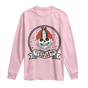 Funny Skeleton Dark Football Lover Long Sleeve Shirt Cleveland For Life TS12 Light Pink Print Your Wear