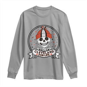 Funny Skeleton Dark Football Lover Long Sleeve Shirt Cleveland For Life TS12 Sport Gray Print Your Wear