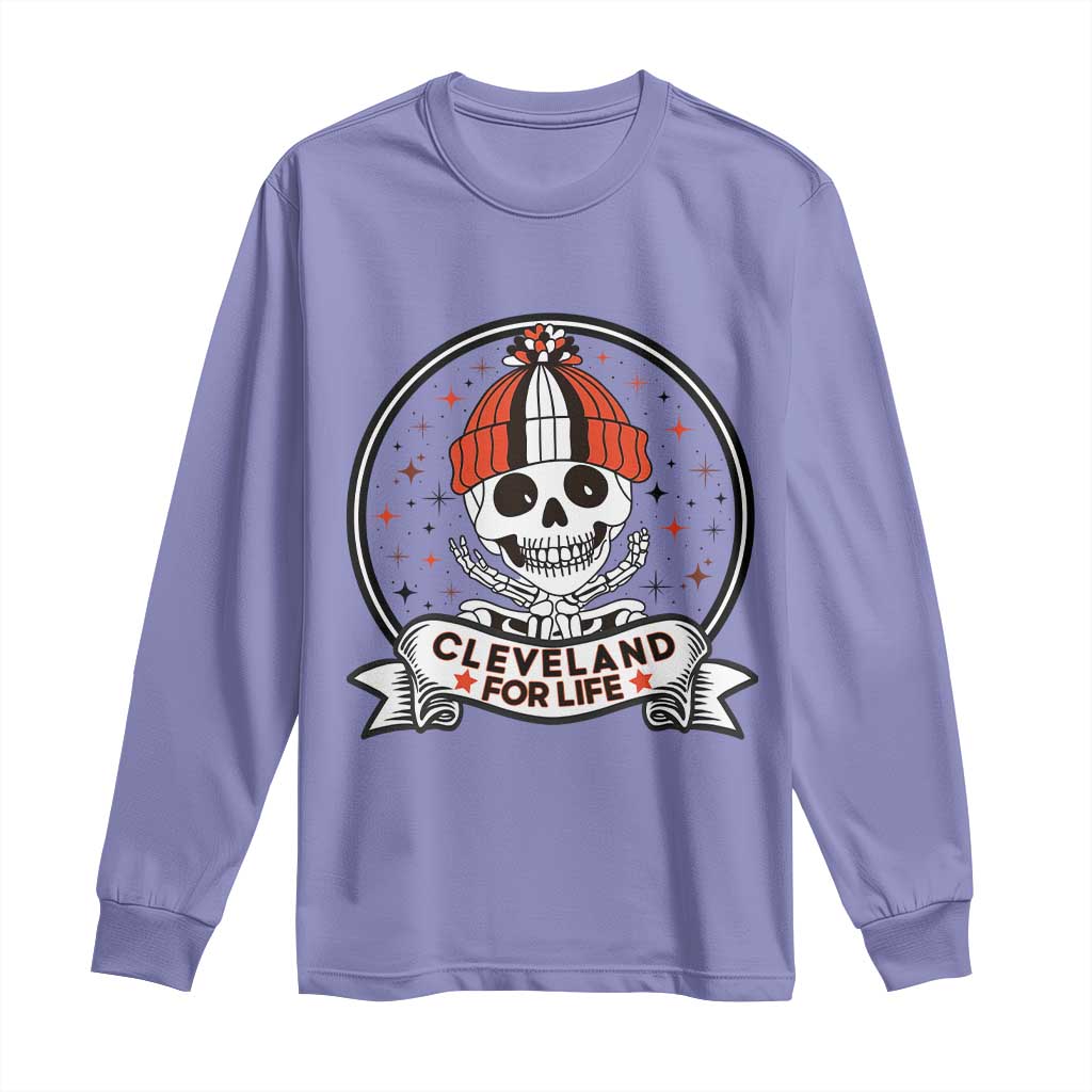 Funny Skeleton Dark Football Lover Long Sleeve Shirt Cleveland For Life TS12 Violet Print Your Wear