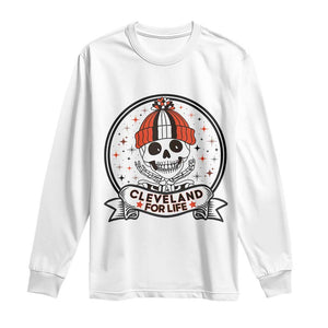 Funny Skeleton Dark Football Lover Long Sleeve Shirt Cleveland For Life TS12 White Print Your Wear