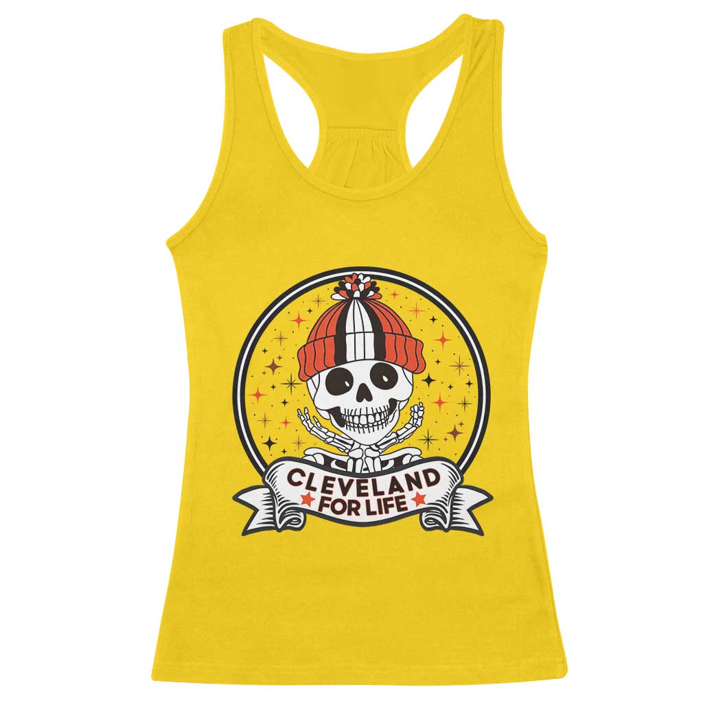 Funny Skeleton Dark Football Lover Racerback Tank Top Cleveland For Life TS12 Daisy Print Your Wear