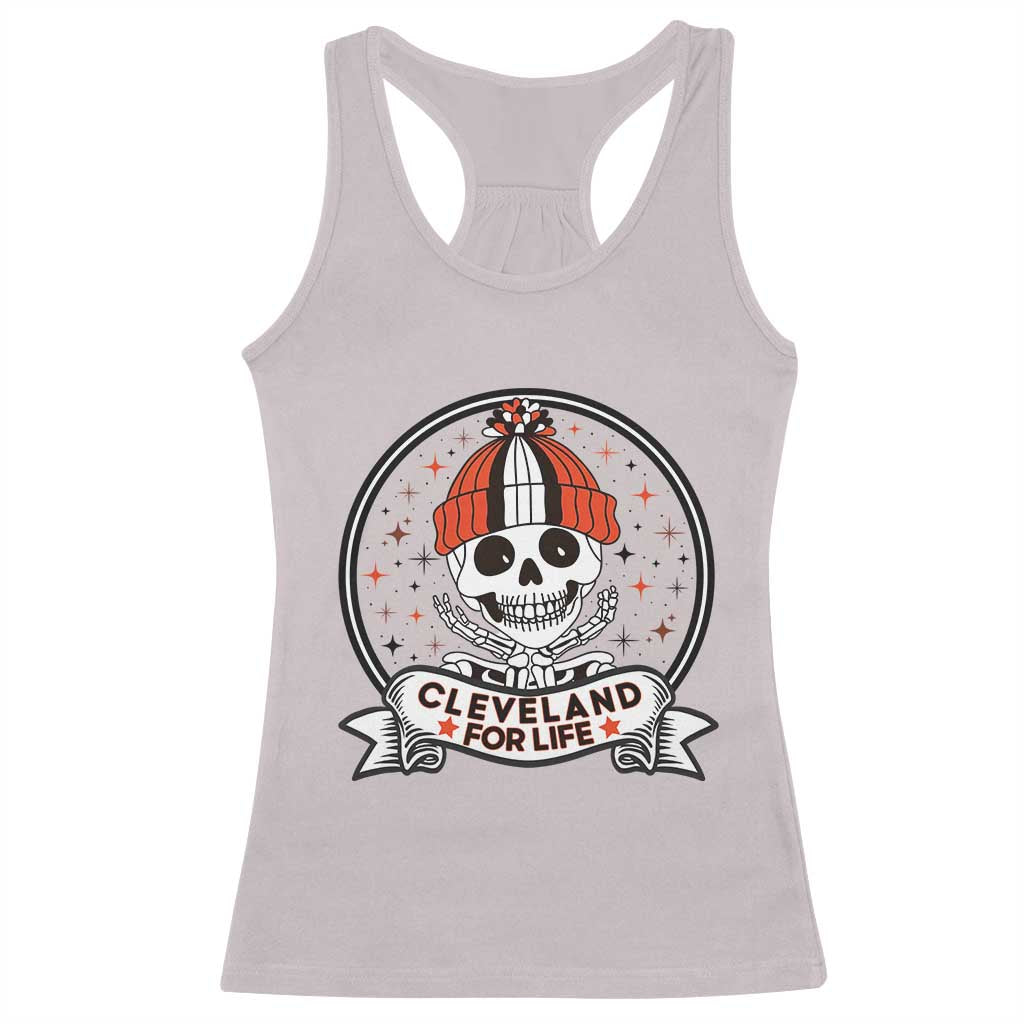 Funny Skeleton Dark Football Lover Racerback Tank Top Cleveland For Life TS12 Ice Gray Print Your Wear