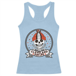 Funny Skeleton Dark Football Lover Racerback Tank Top Cleveland For Life TS12 Light Blue Print Your Wear