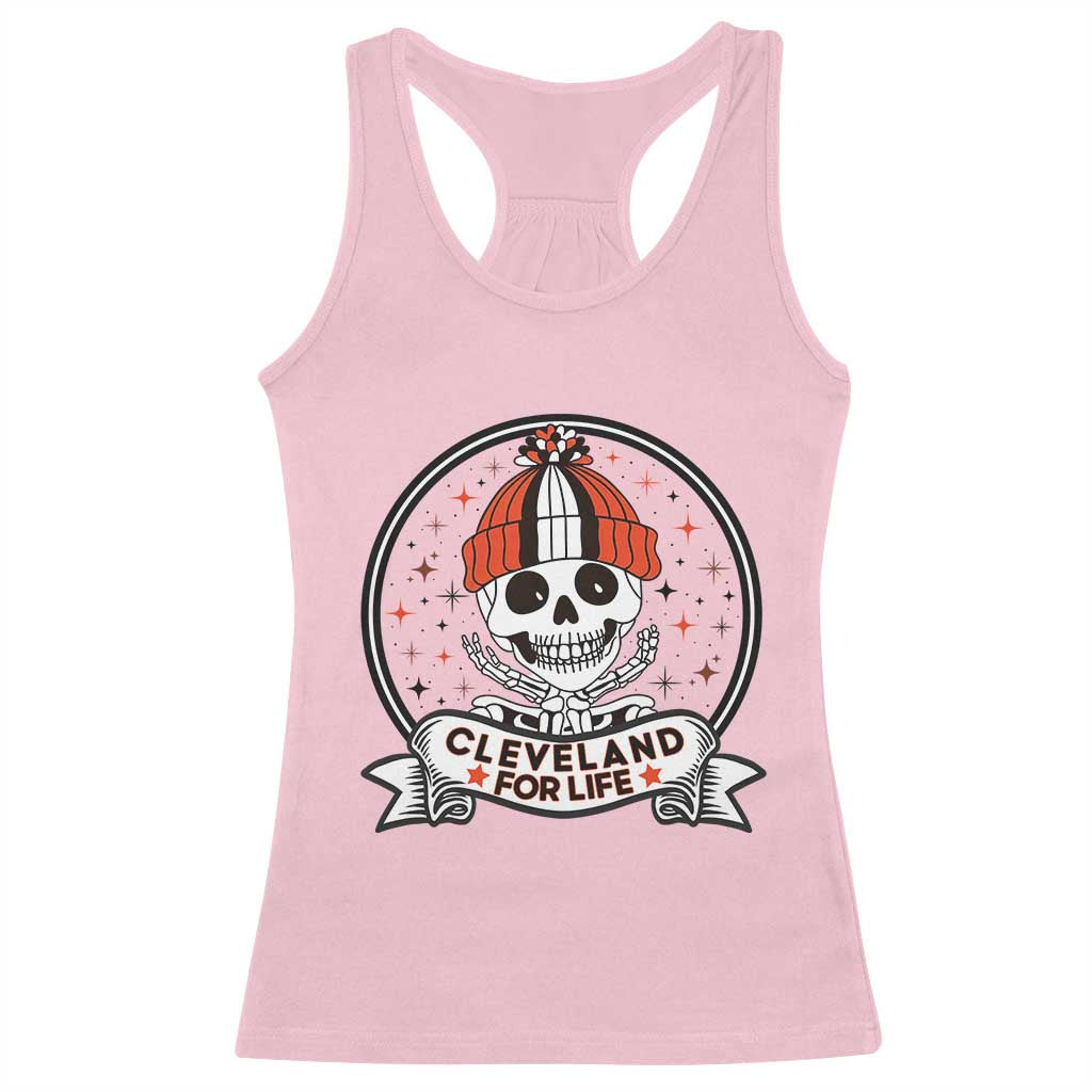 Funny Skeleton Dark Football Lover Racerback Tank Top Cleveland For Life TS12 Light Pink Print Your Wear
