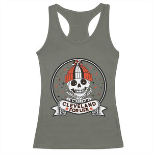 Funny Skeleton Dark Football Lover Racerback Tank Top Cleveland For Life TS12 Military Green Print Your Wear