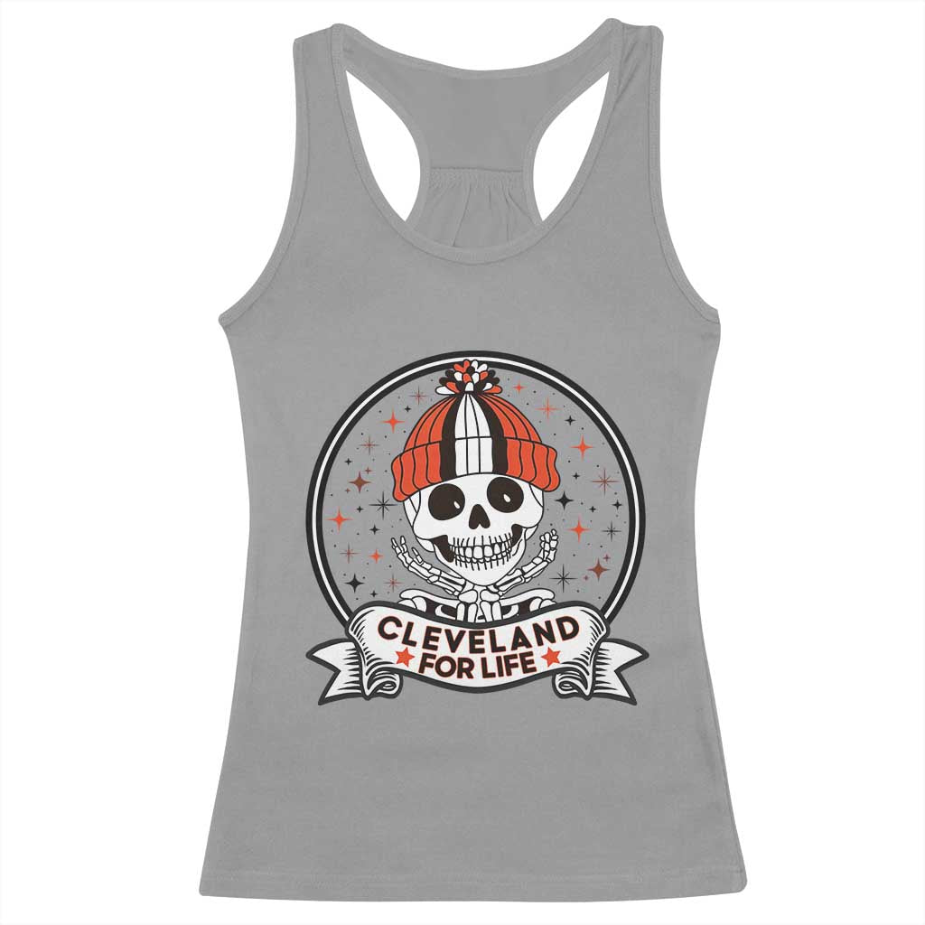 Funny Skeleton Dark Football Lover Racerback Tank Top Cleveland For Life TS12 Sport Gray Print Your Wear