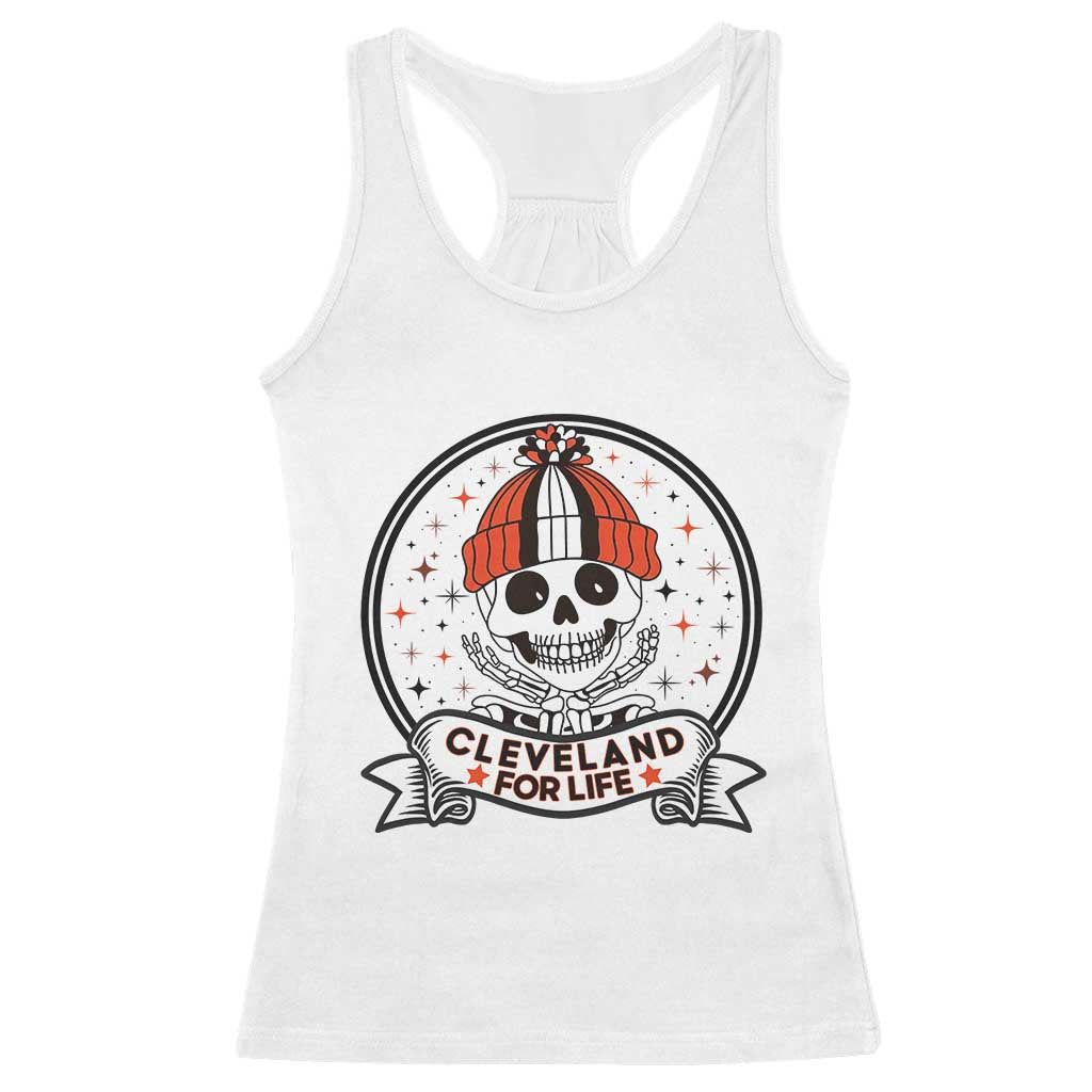 Funny Skeleton Dark Football Lover Racerback Tank Top Cleveland For Life TS12 White Print Your Wear