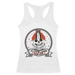 Funny Skeleton Dark Football Lover Racerback Tank Top Cleveland For Life TS12 White Print Your Wear