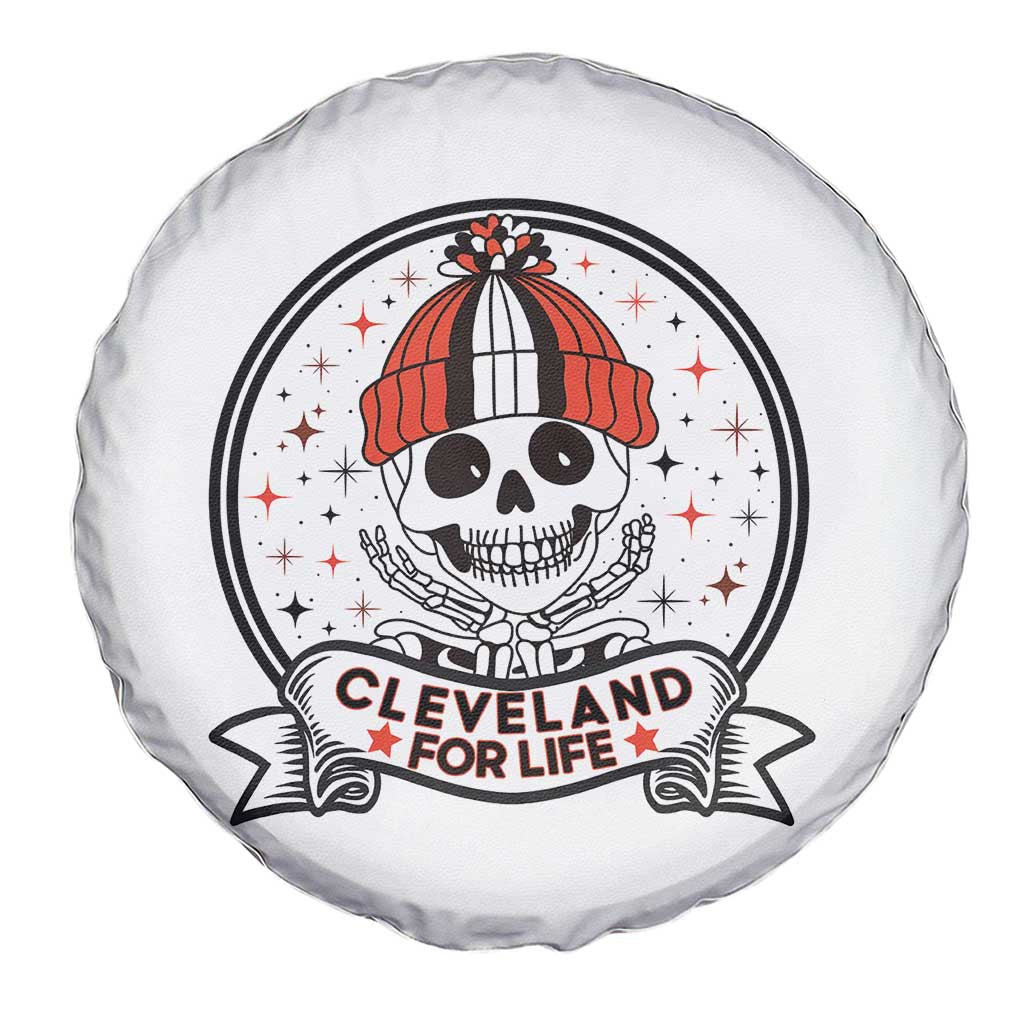 Funny Skeleton Dark Football Lover Spare Tire Cover Cleveland For Life TS12 Print Your Wear