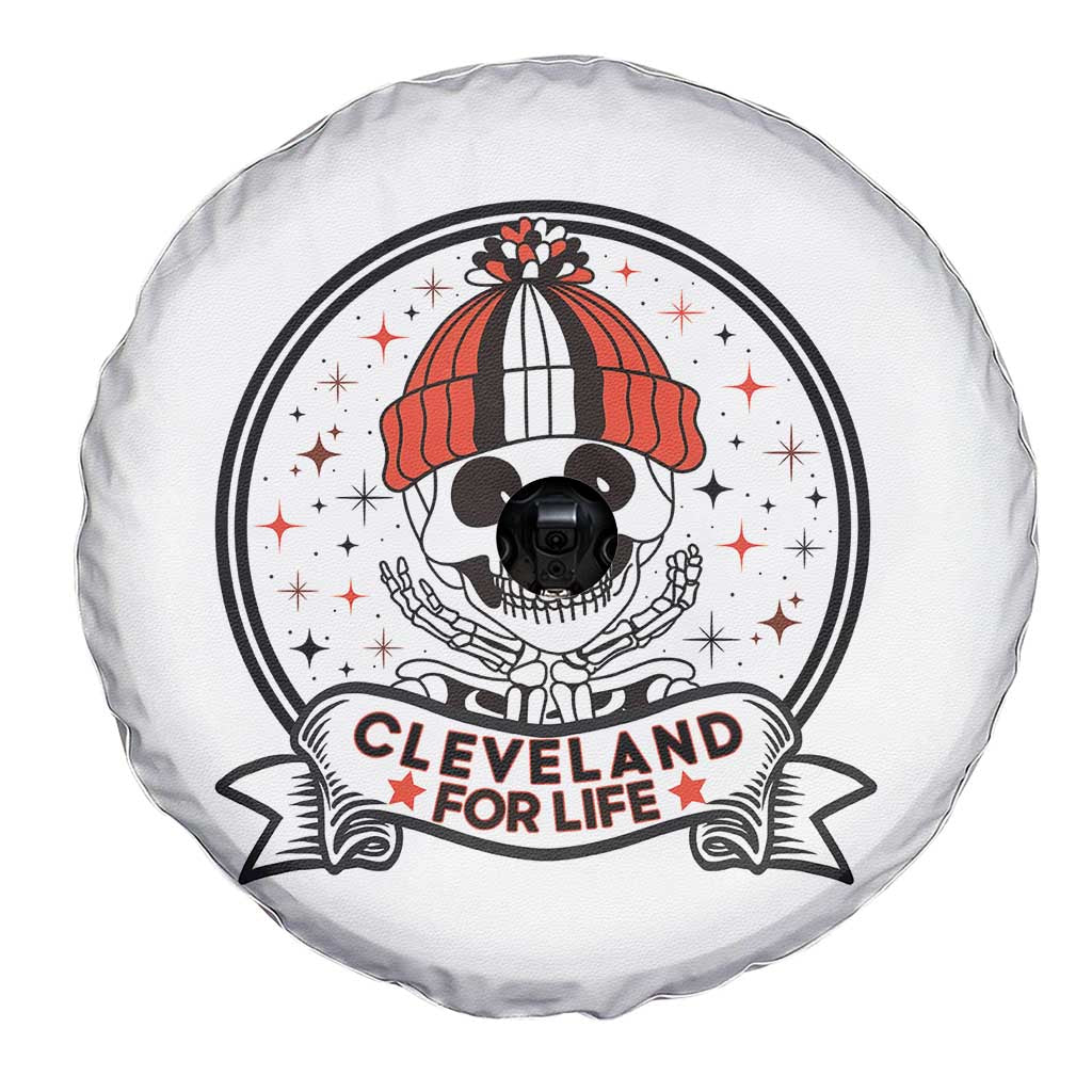 Funny Skeleton Dark Football Lover Spare Tire Cover Cleveland For Life TS12 Print Your Wear