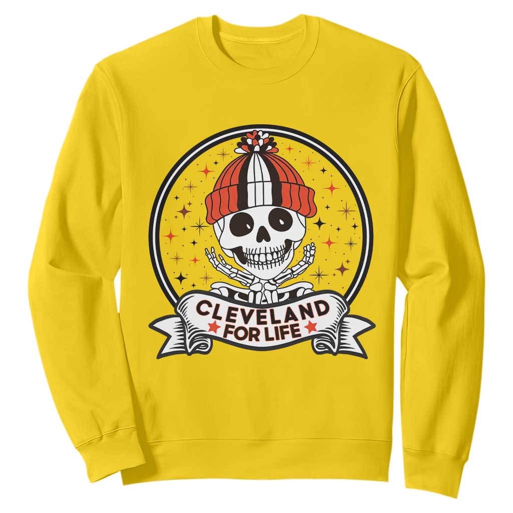 Funny Skeleton Dark Football Lover Sweatshirt Cleveland For Life TS12 Daisy Print Your Wear