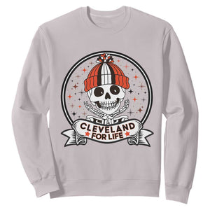 Funny Skeleton Dark Football Lover Sweatshirt Cleveland For Life TS12 Ice Gray Print Your Wear