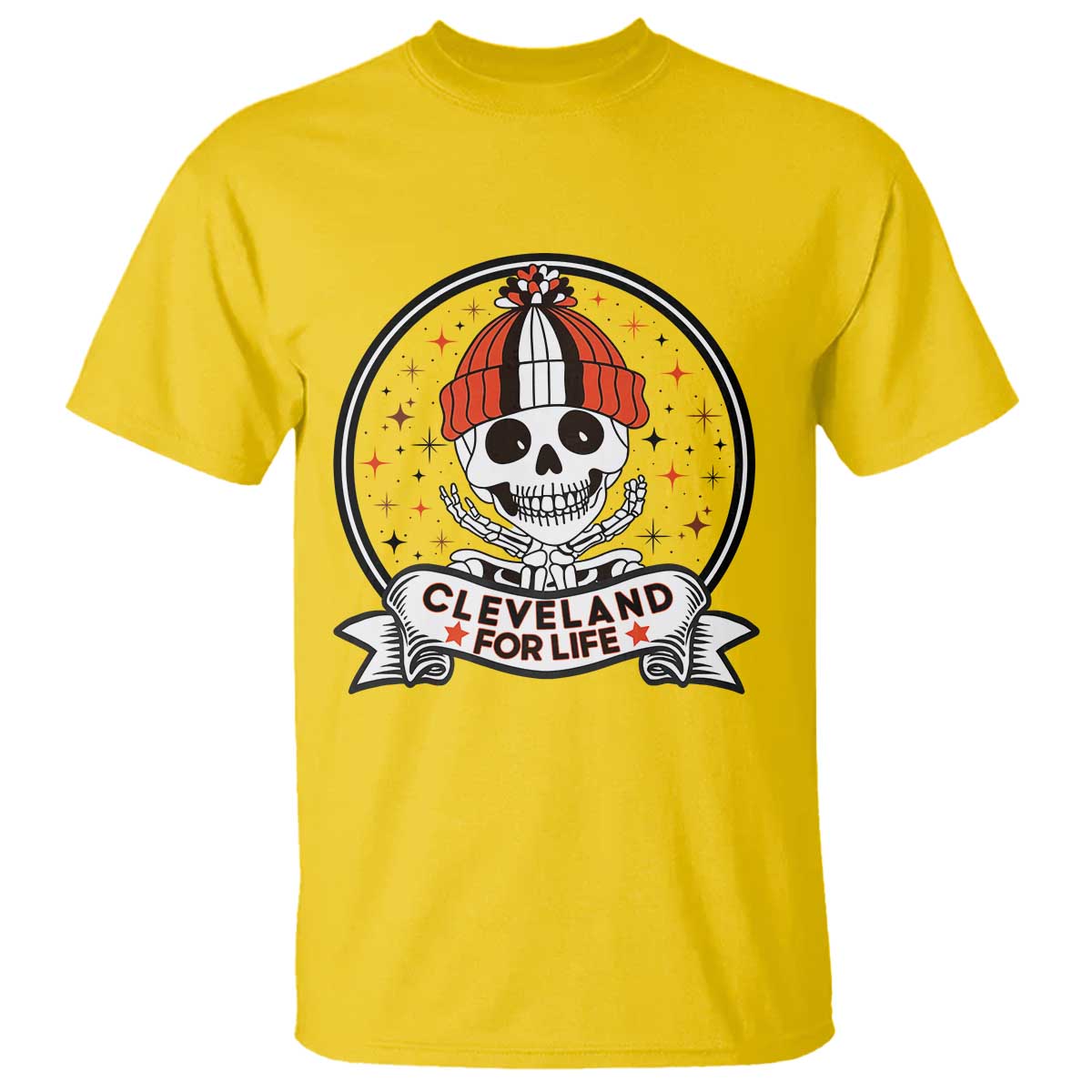 Funny Skeleton Dark Football Lover T Shirt Cleveland For Life TS12 Daisy Print Your Wear