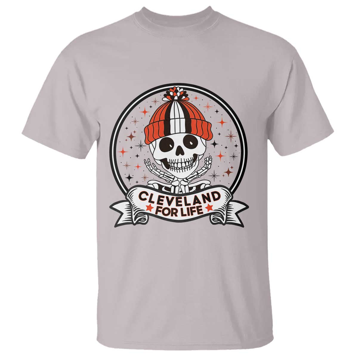 Funny Skeleton Dark Football Lover T Shirt Cleveland For Life TS12 Ice Gray Print Your Wear