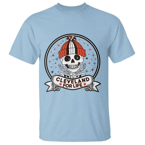 Funny Skeleton Dark Football Lover T Shirt Cleveland For Life TS12 Light Blue Print Your Wear