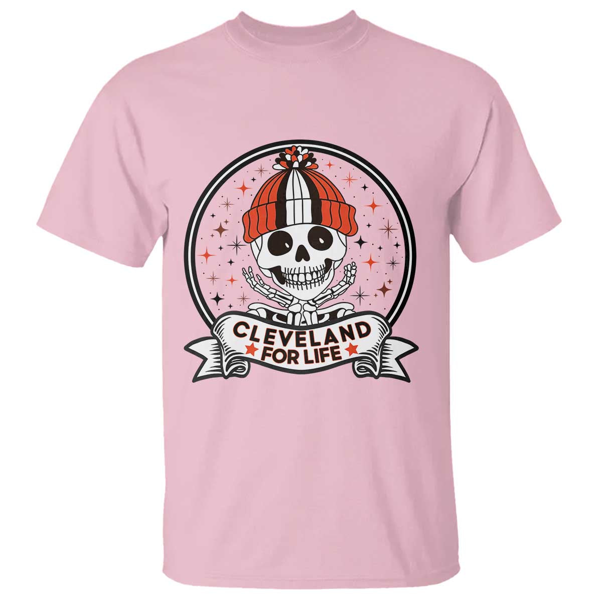 Funny Skeleton Dark Football Lover T Shirt Cleveland For Life TS12 Light Pink Print Your Wear