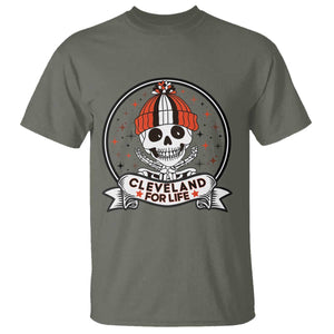 Funny Skeleton Dark Football Lover T Shirt Cleveland For Life TS12 Military Green Print Your Wear