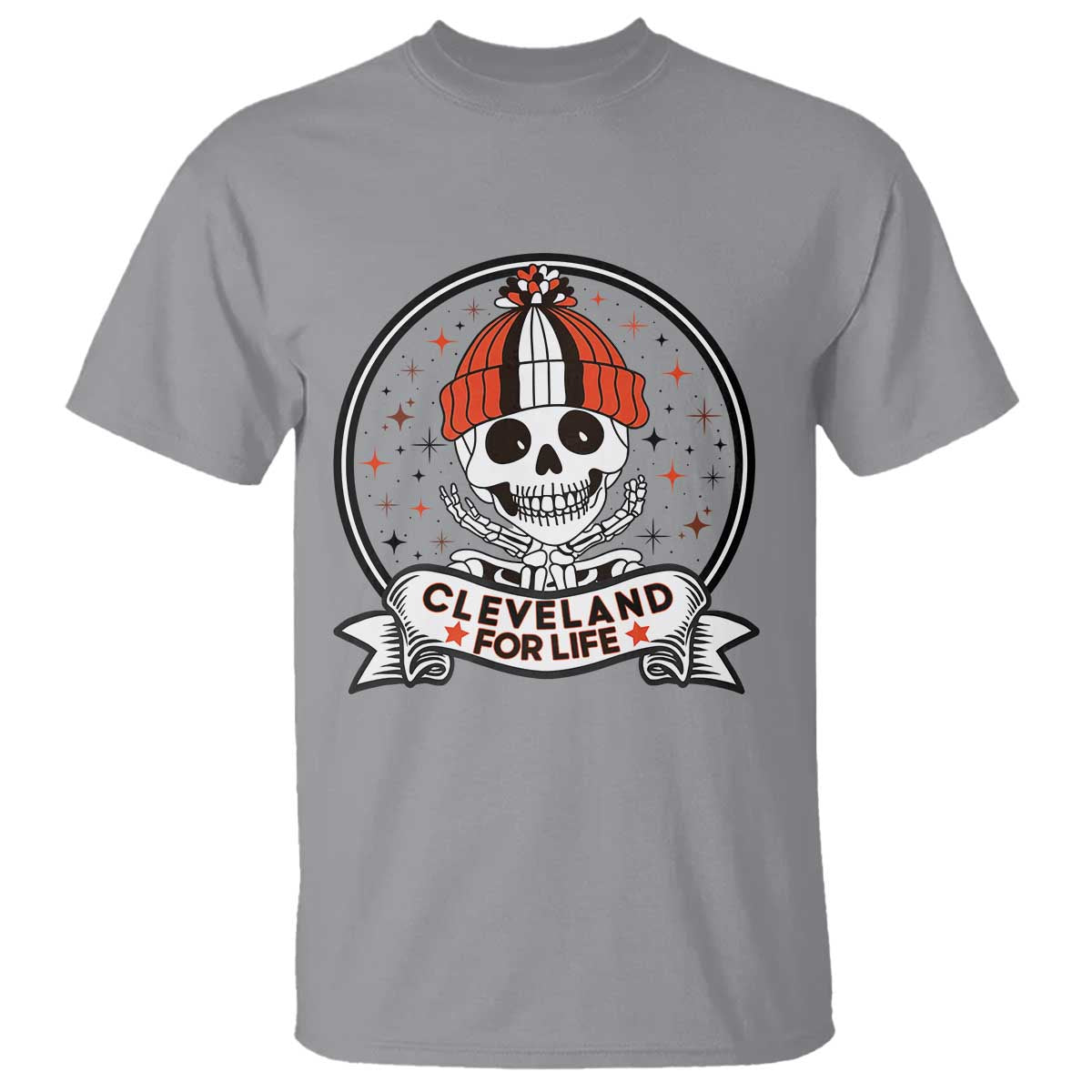Funny Skeleton Dark Football Lover T Shirt Cleveland For Life TS12 Sport Gray Print Your Wear