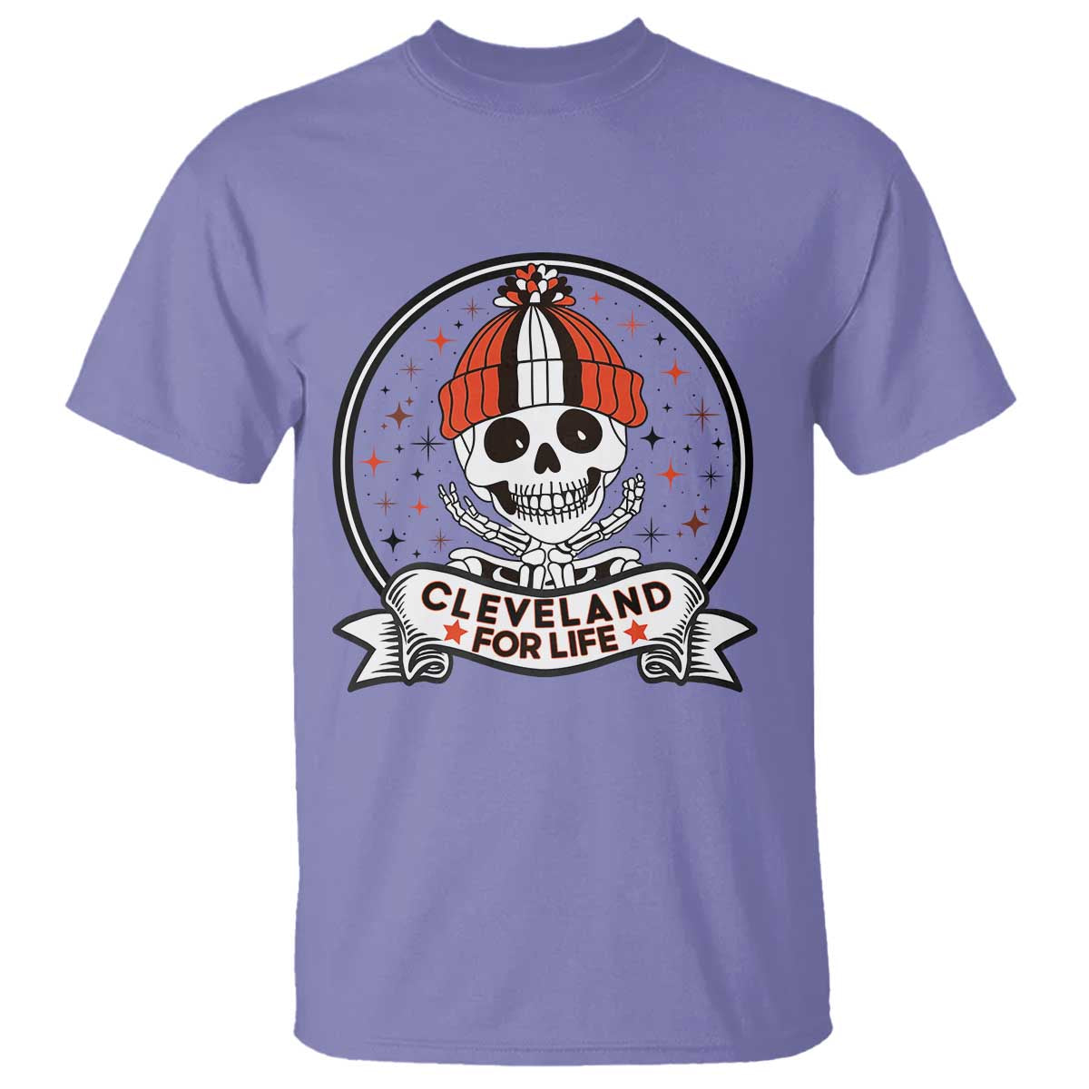 Funny Skeleton Dark Football Lover T Shirt Cleveland For Life TS12 Violet Print Your Wear