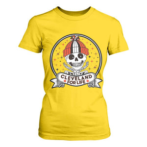 Funny Skeleton Dark Football Lover T Shirt For Women Cleveland For Life TS12 Daisy Print Your Wear