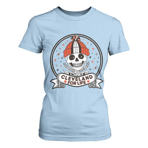 Funny Skeleton Dark Football Lover T Shirt For Women Cleveland For Life TS12 Light Blue Print Your Wear