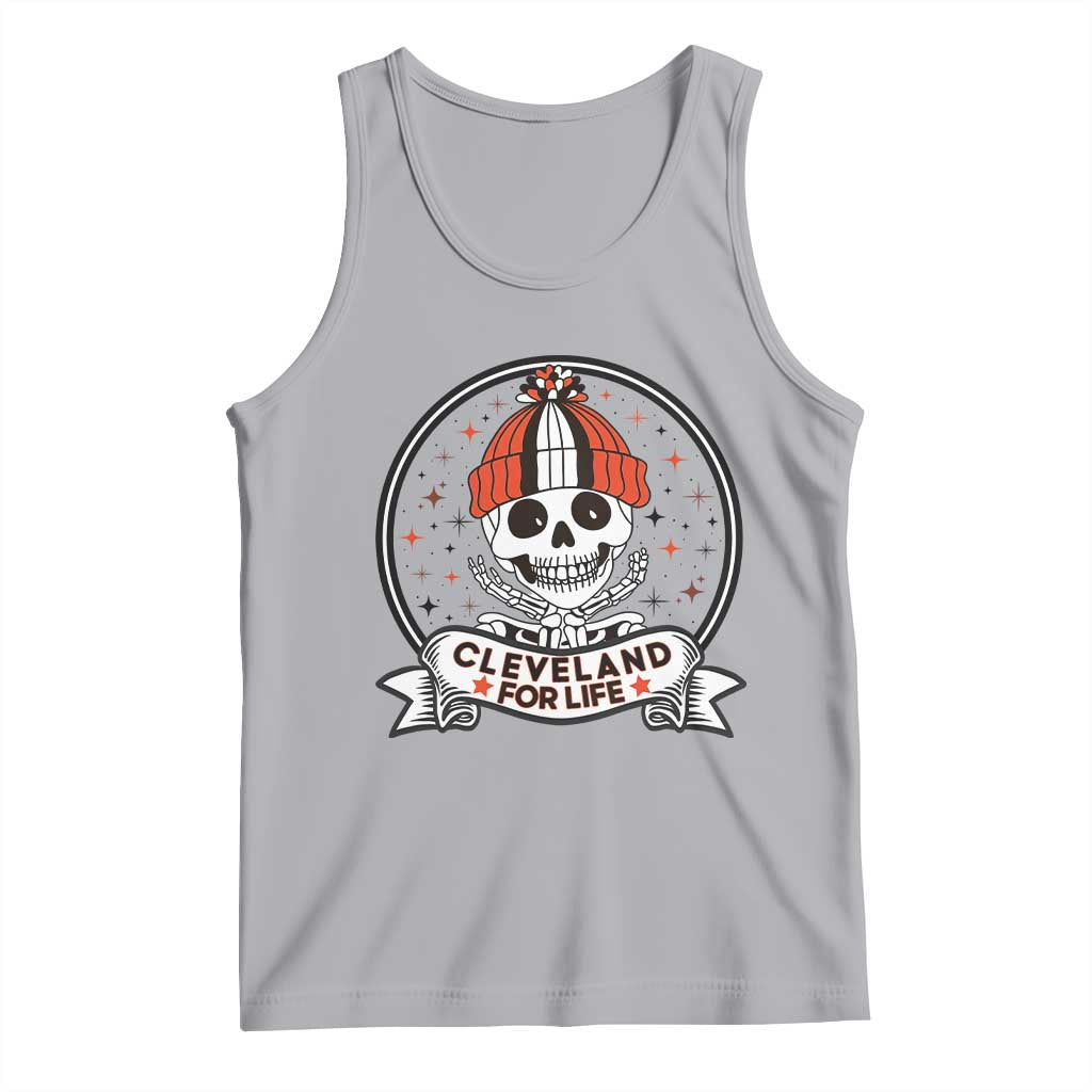 Funny Skeleton Dark Football Lover Tank Top Cleveland For Life TS12 Athletic Heather Print Your Wear