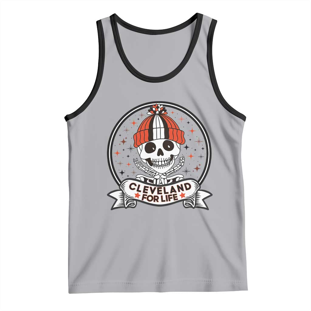 Funny Skeleton Dark Football Lover Tank Top Cleveland For Life TS12 Athletic Heather Black Print Your Wear