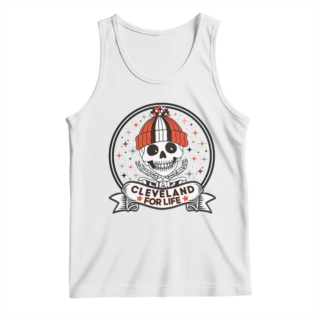 Funny Skeleton Dark Football Lover Tank Top Cleveland For Life TS12 White Print Your Wear