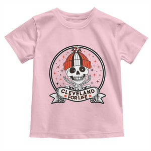 Funny Skeleton Dark Football Lover Toddler T Shirt Cleveland For Life TS12 Light Pink Print Your Wear