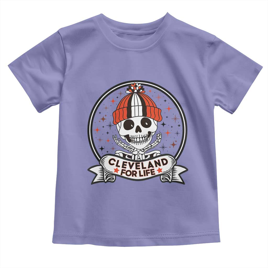 Funny Skeleton Dark Football Lover Toddler T Shirt Cleveland For Life TS12 Violet Print Your Wear