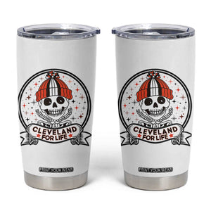 Funny Skeleton Dark Football Lover Tumbler Cup Cleveland For Life TS12 White Print Your Wear