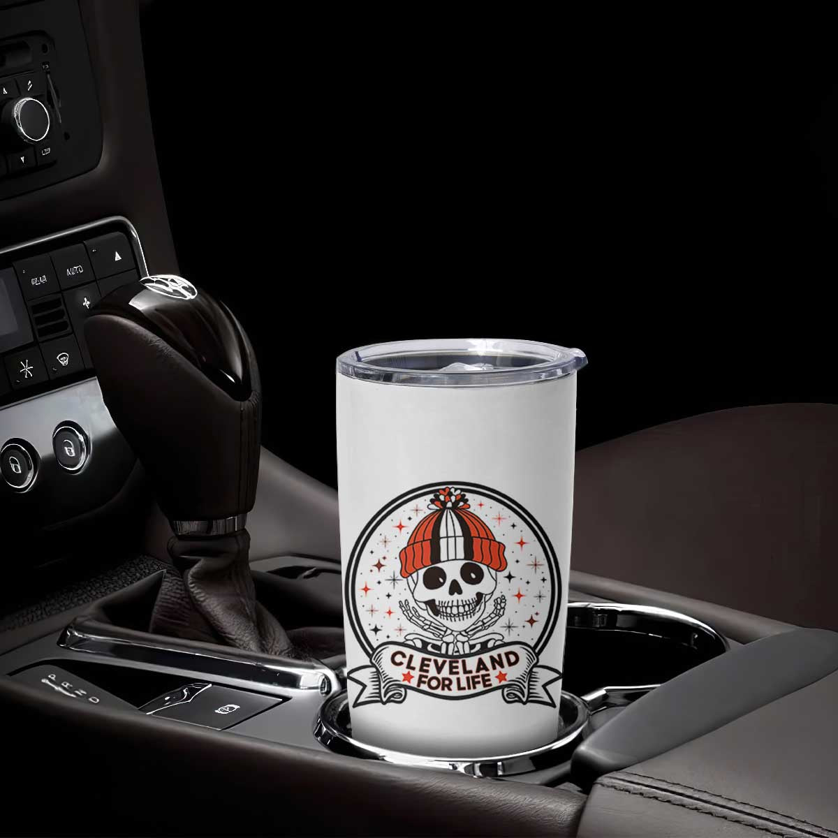 Funny Skeleton Dark Football Lover Tumbler Cup Cleveland For Life TS12 Print Your Wear