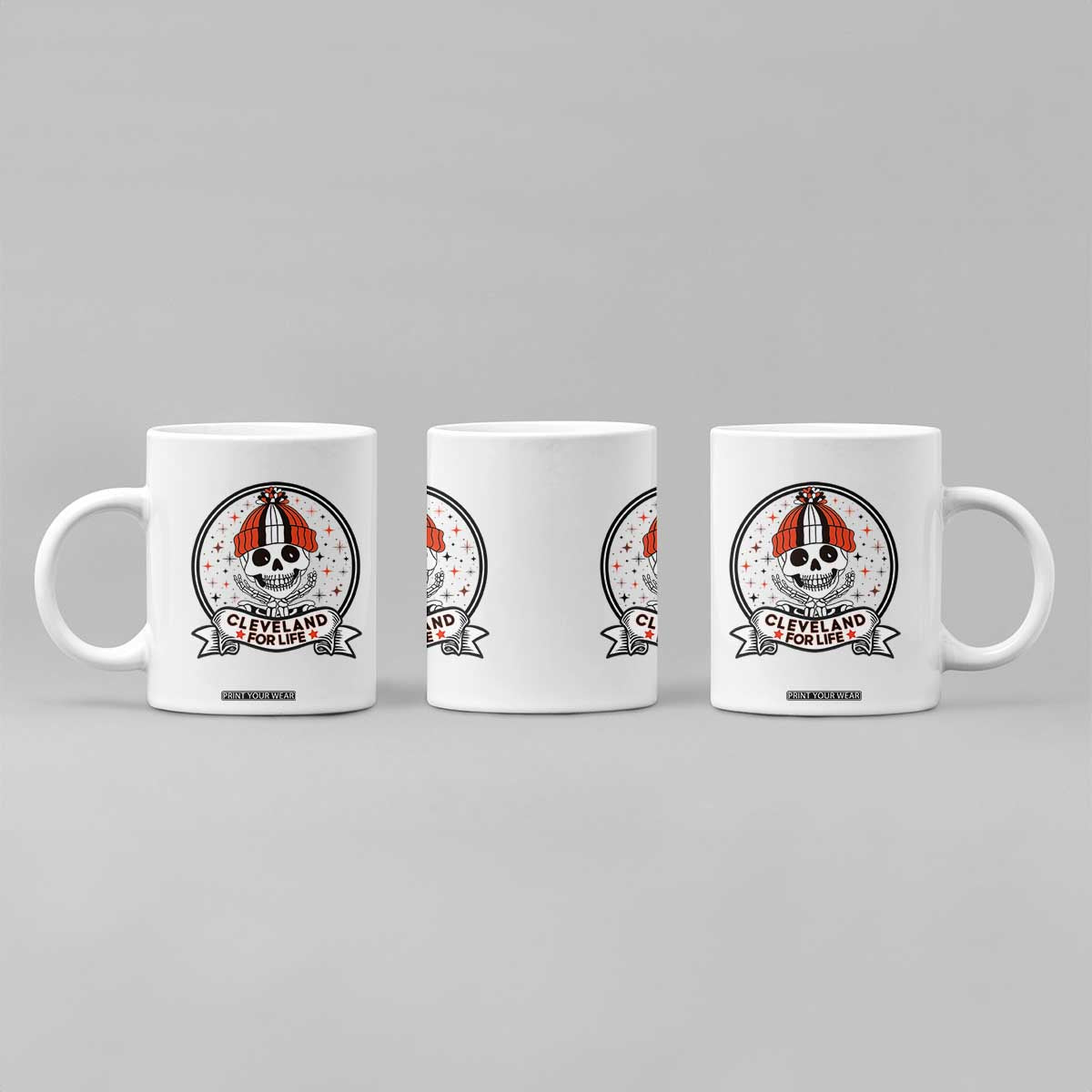 Funny Skeleton Dark Football Lover Coffee Mug Cleveland For Life TS12 Print Your Wear