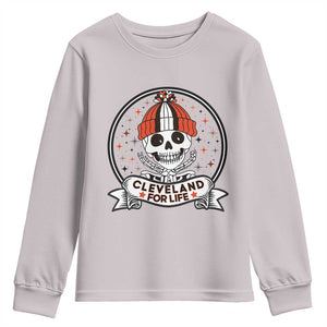 Funny Skeleton Dark Football Lover Youth Sweatshirt Cleveland For Life TS12 Ice Gray Print Your Wear