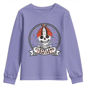 Funny Skeleton Dark Football Lover Youth Sweatshirt Cleveland For Life TS12 Violet Print Your Wear