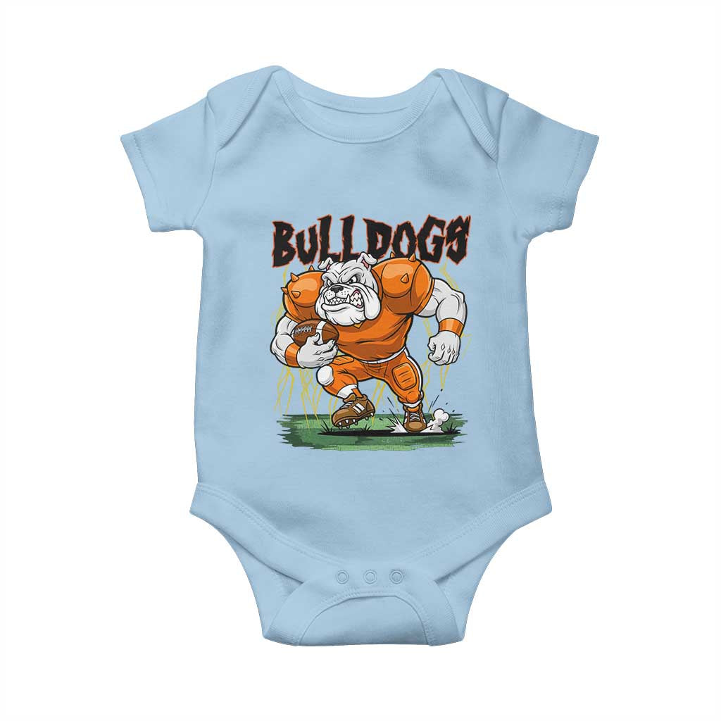 Funny Bulldog Playing Football Baby Onesie Game Day Dog Lover TS12 Light Blue Print Your Wear
