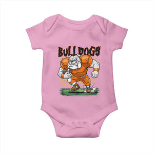 Funny Bulldog Playing Football Baby Onesie Game Day Dog Lover TS12 Light Pink Print Your Wear