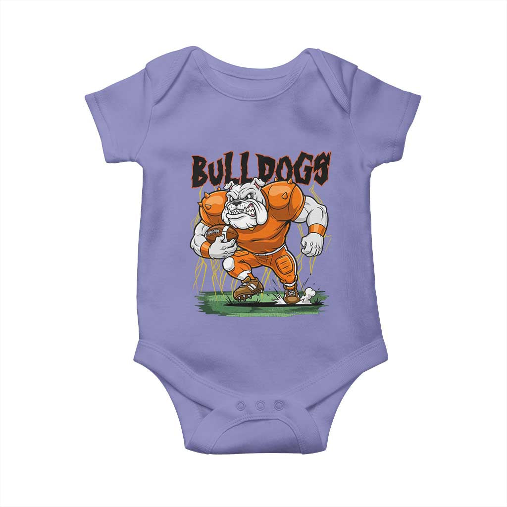 Funny Bulldog Playing Football Baby Onesie Game Day Dog Lover TS12 Violet Print Your Wear
