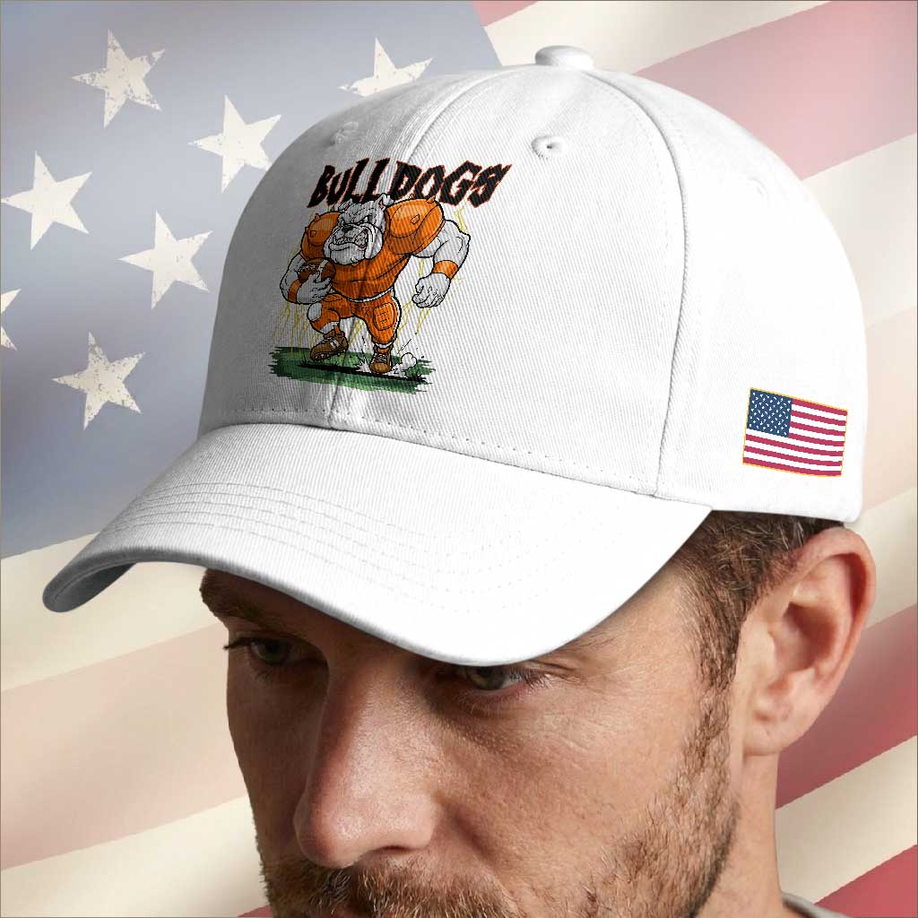 Funny Bulldog Playing Football Baseball Cap Game Day Dog Lover TS12 Print Your Wear