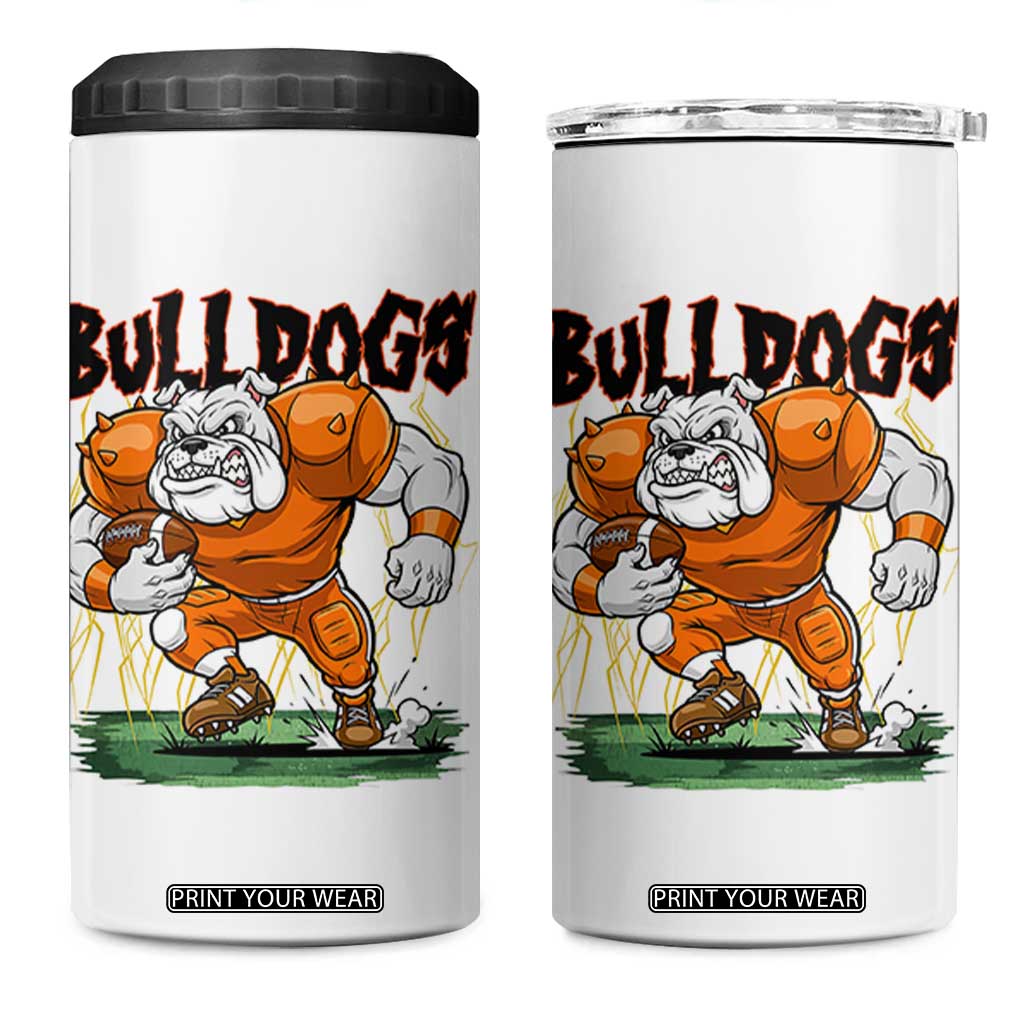 Funny Bulldog Playing Football 4 in 1 Can Cooler Tumbler Game Day Dog Lover TS12 One Size: 16 oz White Print Your Wear