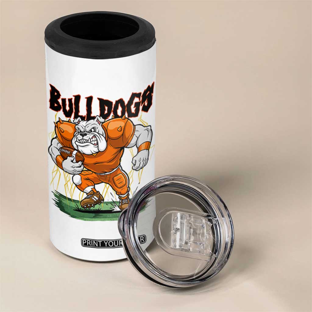 Funny Bulldog Playing Football 4 in 1 Can Cooler Tumbler Game Day Dog Lover TS12 Print Your Wear