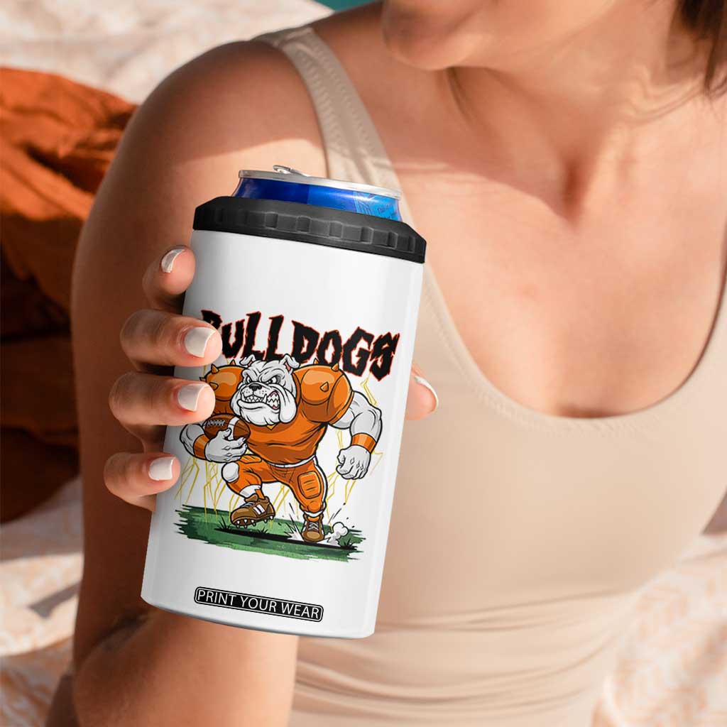 Funny Bulldog Playing Football 4 in 1 Can Cooler Tumbler Game Day Dog Lover TS12 Print Your Wear