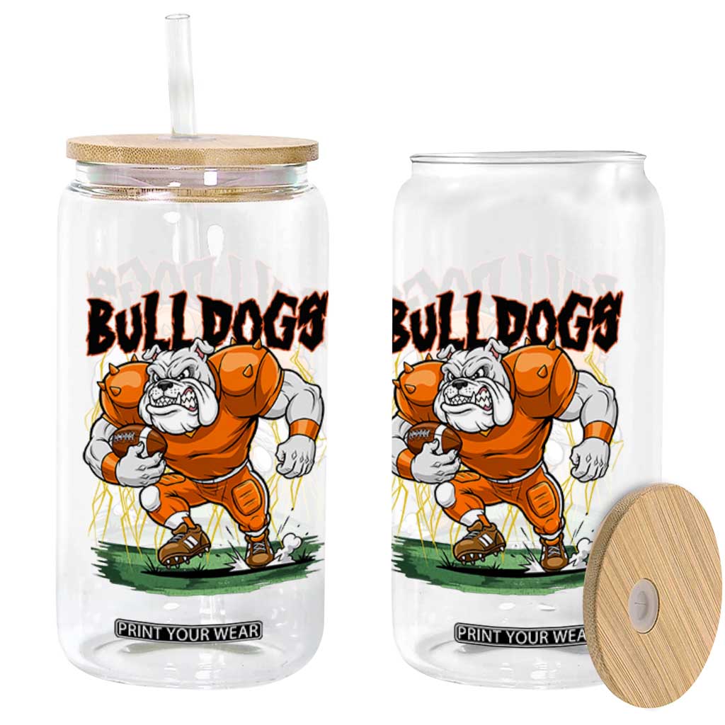 Funny Bulldog Playing Football Glass Can Game Day Dog Lover TS12 Print Your Wear