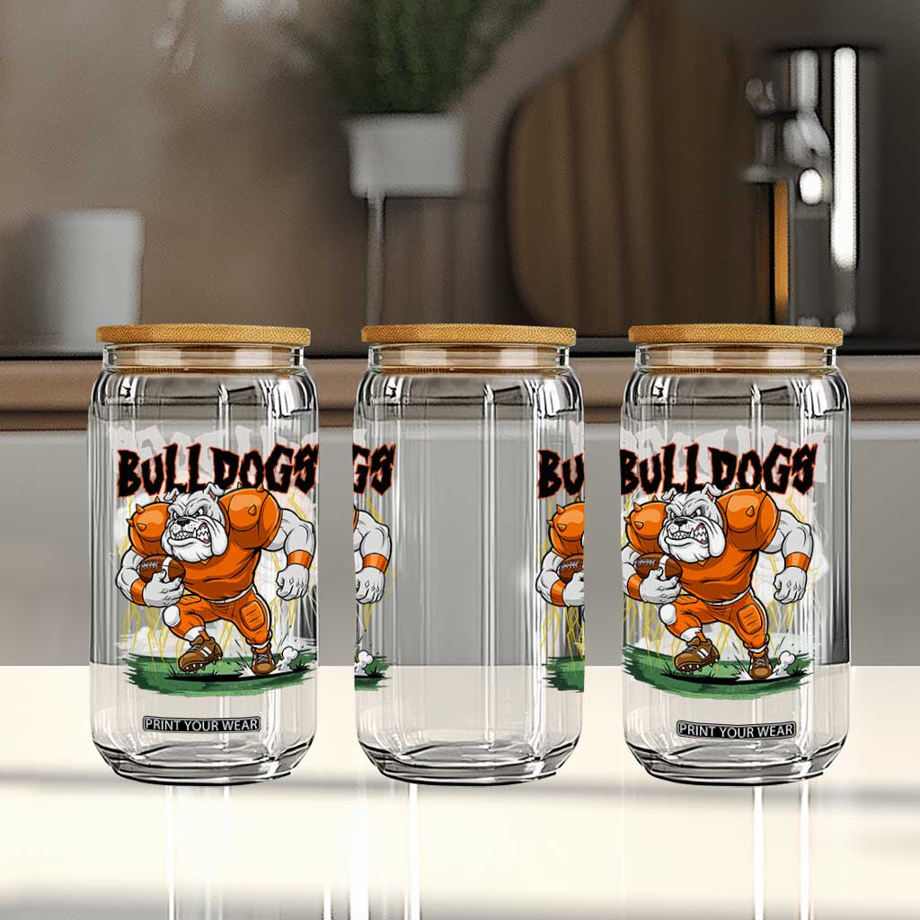 Funny Bulldog Playing Football Glass Can Game Day Dog Lover TS12 Print Your Wear