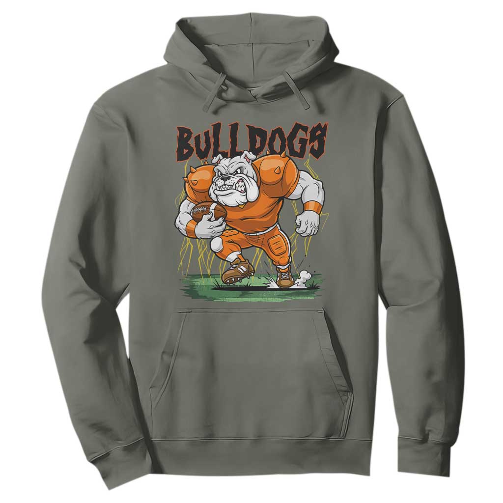 Funny Bulldog Playing Football Hoodie Game Day Dog Lover TS12 Military Green Print Your Wear
